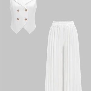 Elegant White Wide Leg Set